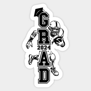Senior Football Player Grad Retro Sport Tipography 2024 Vertical Sticker